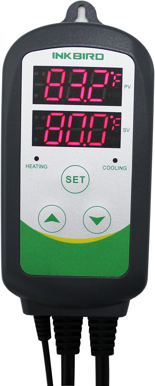 Inkbird ITC308S Freezer Temperature Controller Heating Cooling Plug Thermostat Pre Wired Digital 2 Stage Temp Control Outlet for Greenhouse Heater Cooler Incubator Reptile with Short Probe Sensor