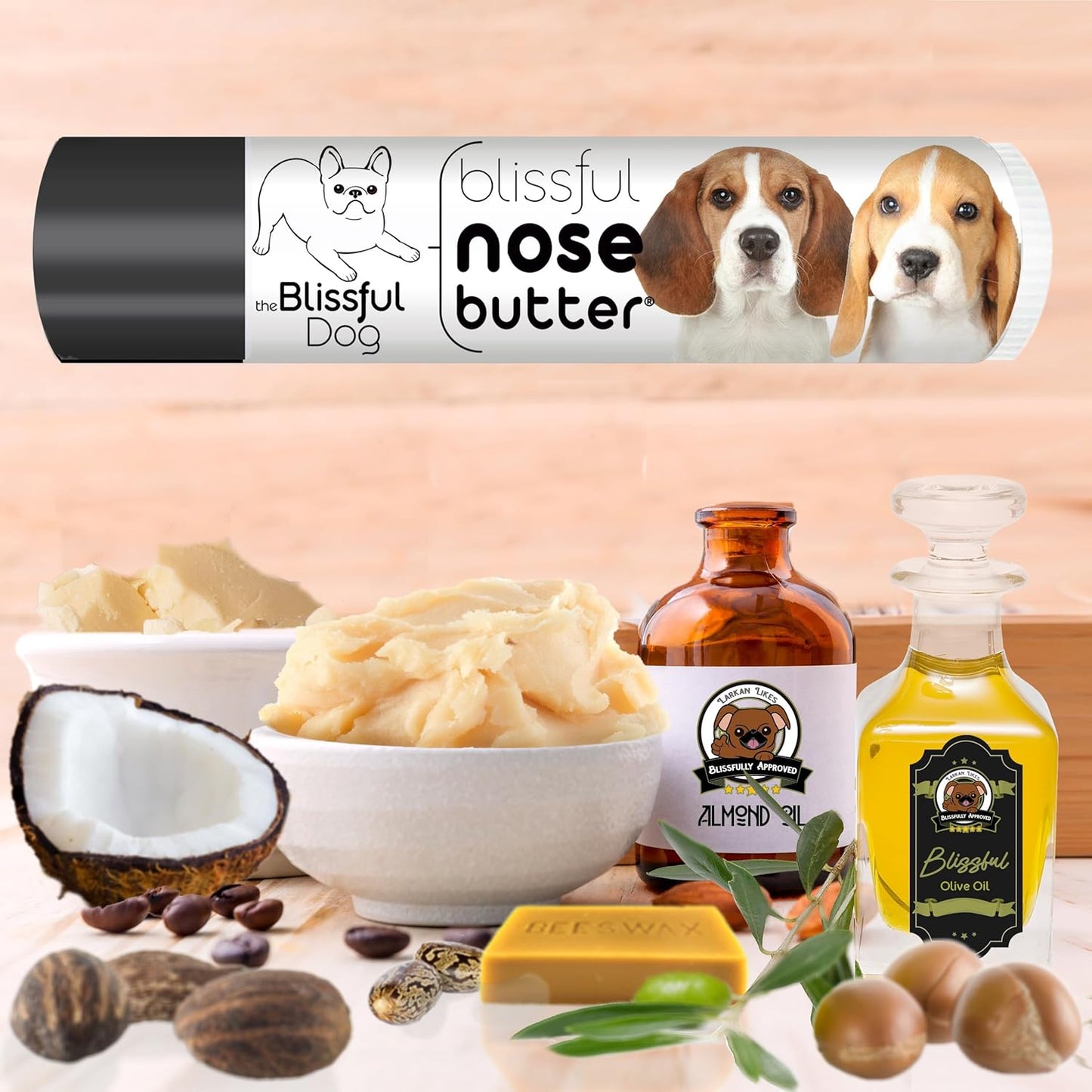 The Blissful Dog Beagle Nose Butter for Dry, Cracked Skin, Lick-Safe Dog Nose Balm with Moisturizing Shea Butter, Almond, Olive, and Essential Oils, Pet Supplies, Uncented, 0.15 oz.