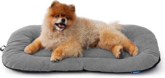 Bedsure Washable Dog Crate Pad for Small Dogs, Anti-Slip Puppy Kennel Dog Bed for Crate - Ultra Soft Fleece Flat Thin Pet Mat (Not Chew Proof), Light Grey 23"x17"