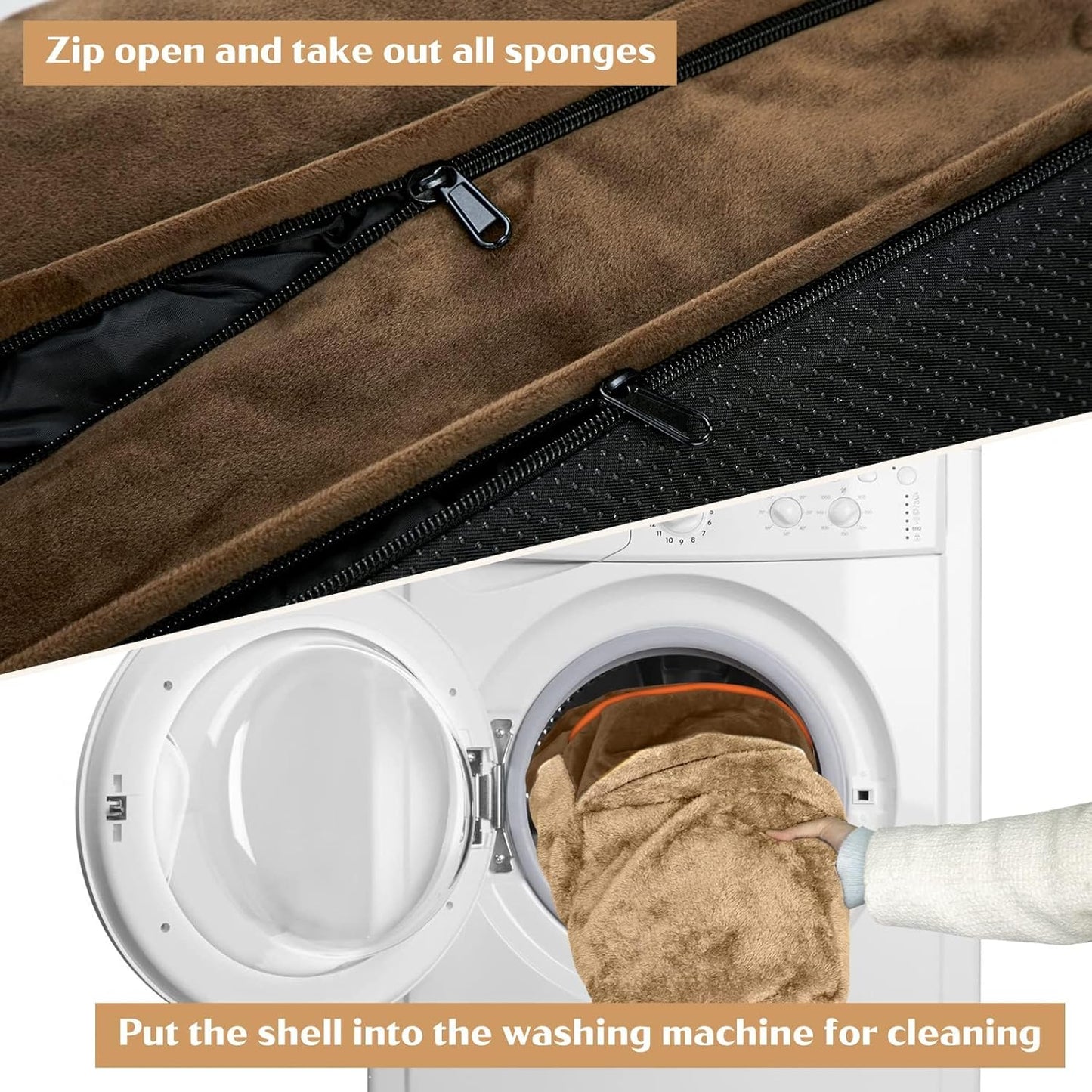 Comfort Expression Small Dog Beds Waterproof Orthopedic Foam Dog Sofa Beds for Medium Dogs Comfy Pet Bed with Washable Removable Cover & Non-Slip Bottom(Small,Brown)