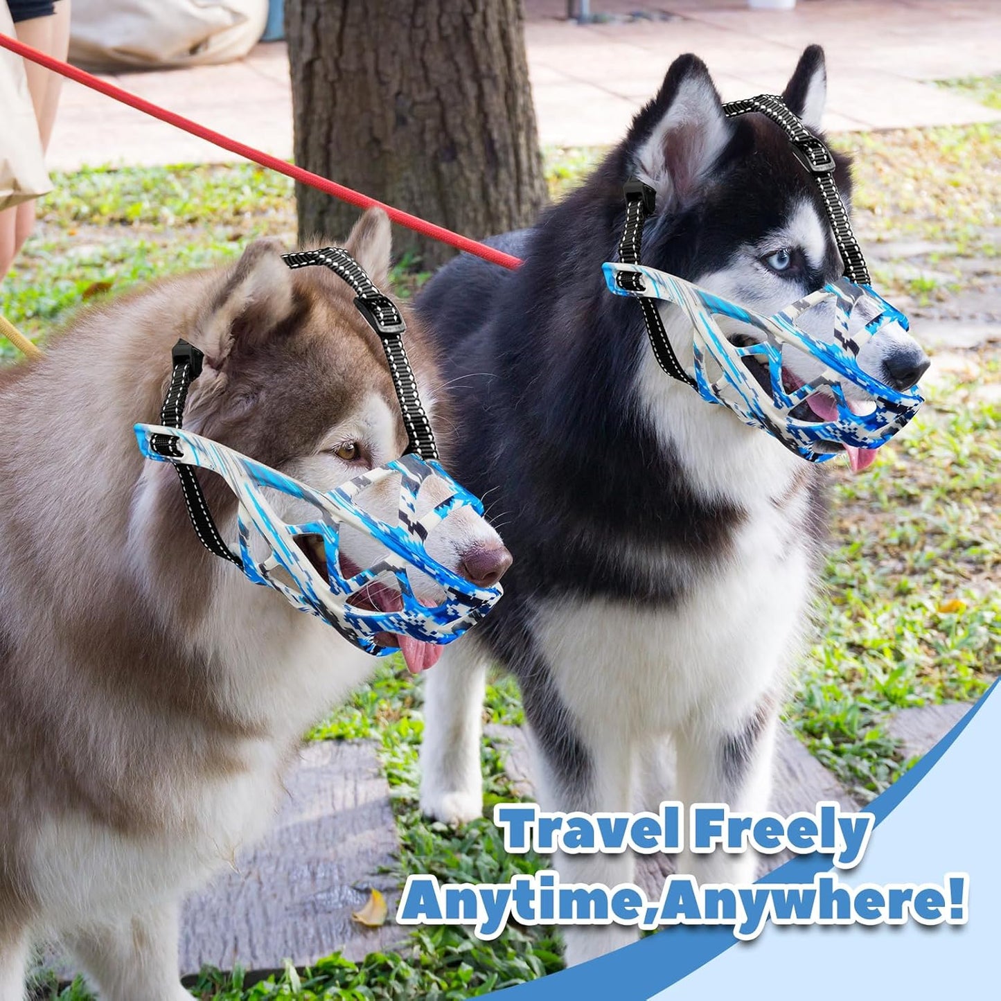 Dog Muzzle for Large Dogs, Medium and X-Large Aggressive Dog, Breathable Basket Muzzles, Suitable for Grooming Trimming Training, Allows Panting Drinking (Camouflage Blue, M)