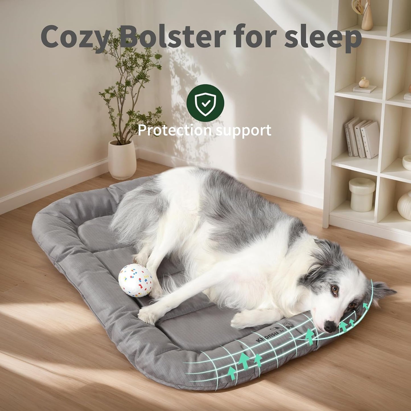 KHONSU PET Durable Dog Bed Tough and Tear Proof Dog Crate Bed, 800lbs Tear Strength PVC-Backed Waterproof Ped Bed Mat Indoor & Outdoor Use for Dogs up to 110 lbs