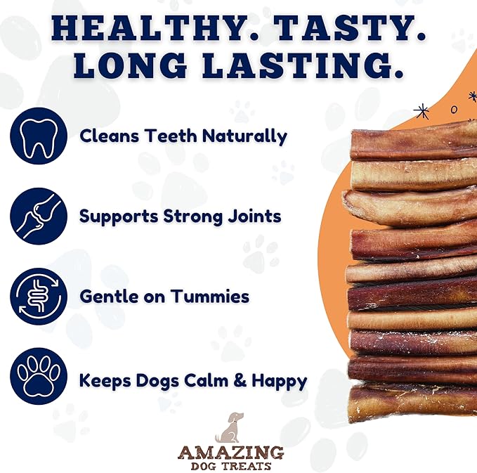 Amazing Dog Treats - 6 Inch Medium Size Bully Sticks (20 Count) - Bulk Bully Sticks for Dogs - No Hide Bully Stick Dog Bones