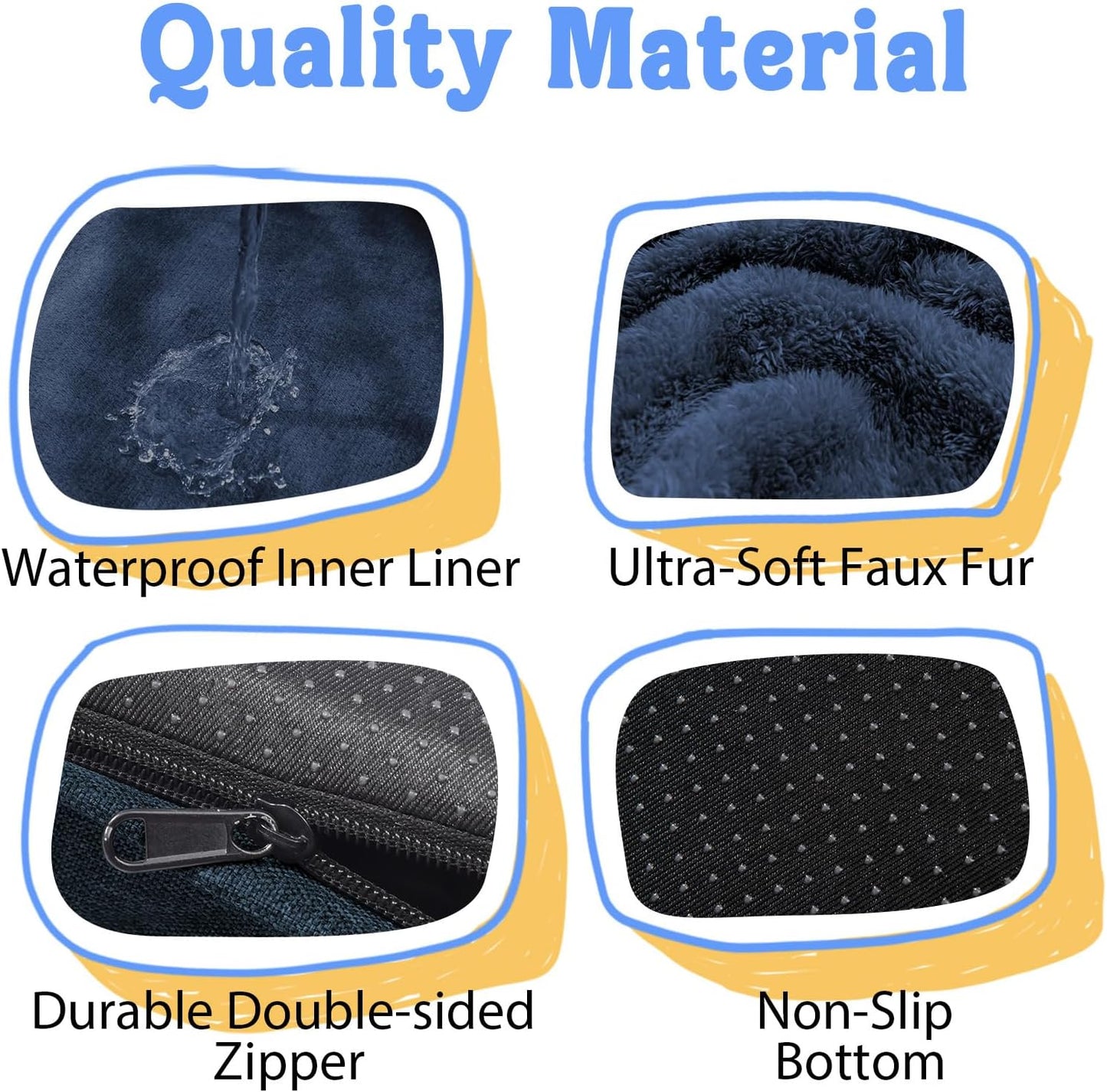 Washable Orthopedic Large Dog Bed - Extra Large Dog Bed with Bolsters Removable Orthopedic Foam Support Dogs Beds for XL Large Size Pet with Waterproof Cover Non-Slip Bottom