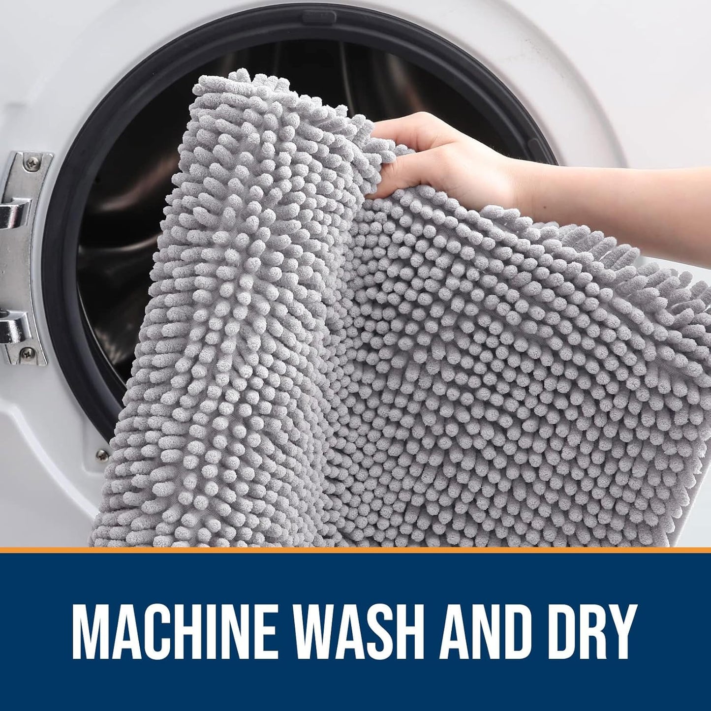 OLANLY Dog Door Mat for Muddy Paws 40x32, Absorbs Moisture and Dirt, Absorbent Non-Slip Washable Doormat, Quick Dry Chenille Mud Mat for Dogs, Entry Indoor Entryway Carpet for Inside Floor, Light Grey