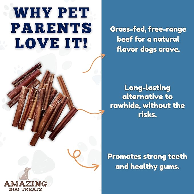 Amazing Dog Treats - 6 Inch Medium Size Bully Sticks (20 Count) - Bulk Bully Sticks for Dogs - No Hide Bully Stick Dog Bones