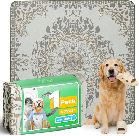 FXW Washable Pee Pads for Dogs, Puppy Pads with Super Absorbent, Specifically Designed for FXW Rollick/Homeplus 24 inch 8 Panels Dog Playpen, 63" Square, Boho, 1 Pack