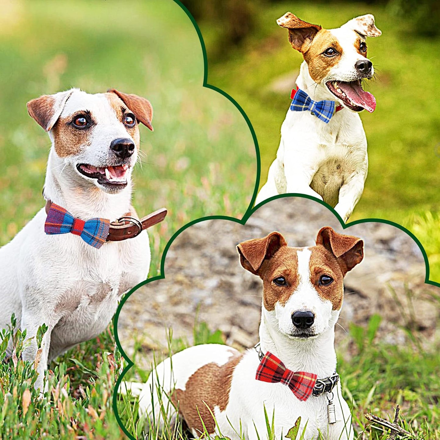 PET SHOW 8pcs Plaid Small Dogs Collar Bow Ties Puppies Cats Collar Charms Accessories Slides Attachment Bowties for Birthday Wedding Parties Assorted