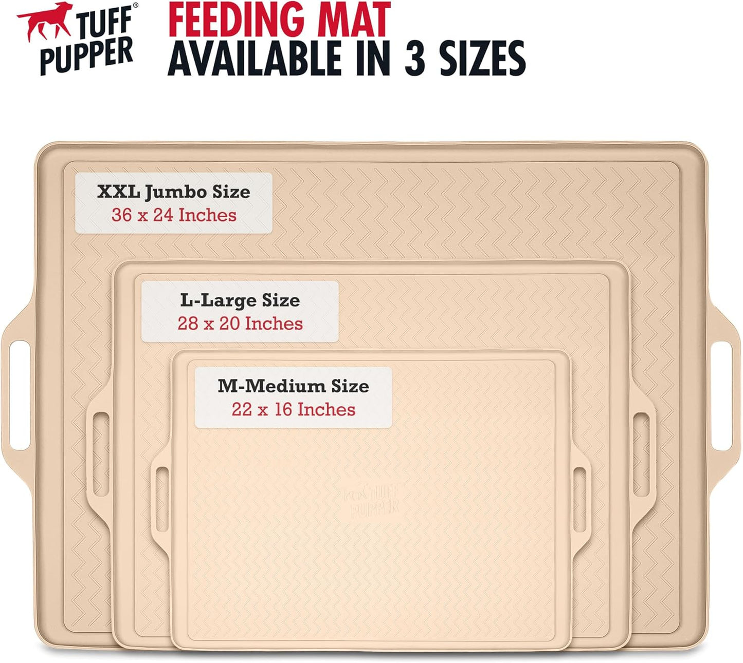 Tuff Pupper 36x24 XXL Dog Feeding Mat for Food and Water | Dog Food Mats for Floors | Waterproof Dog Water Bowl Mat | Dog Placemats Pet Food Mat | Silicone Feeding Mat for Cats and Cat Bowls