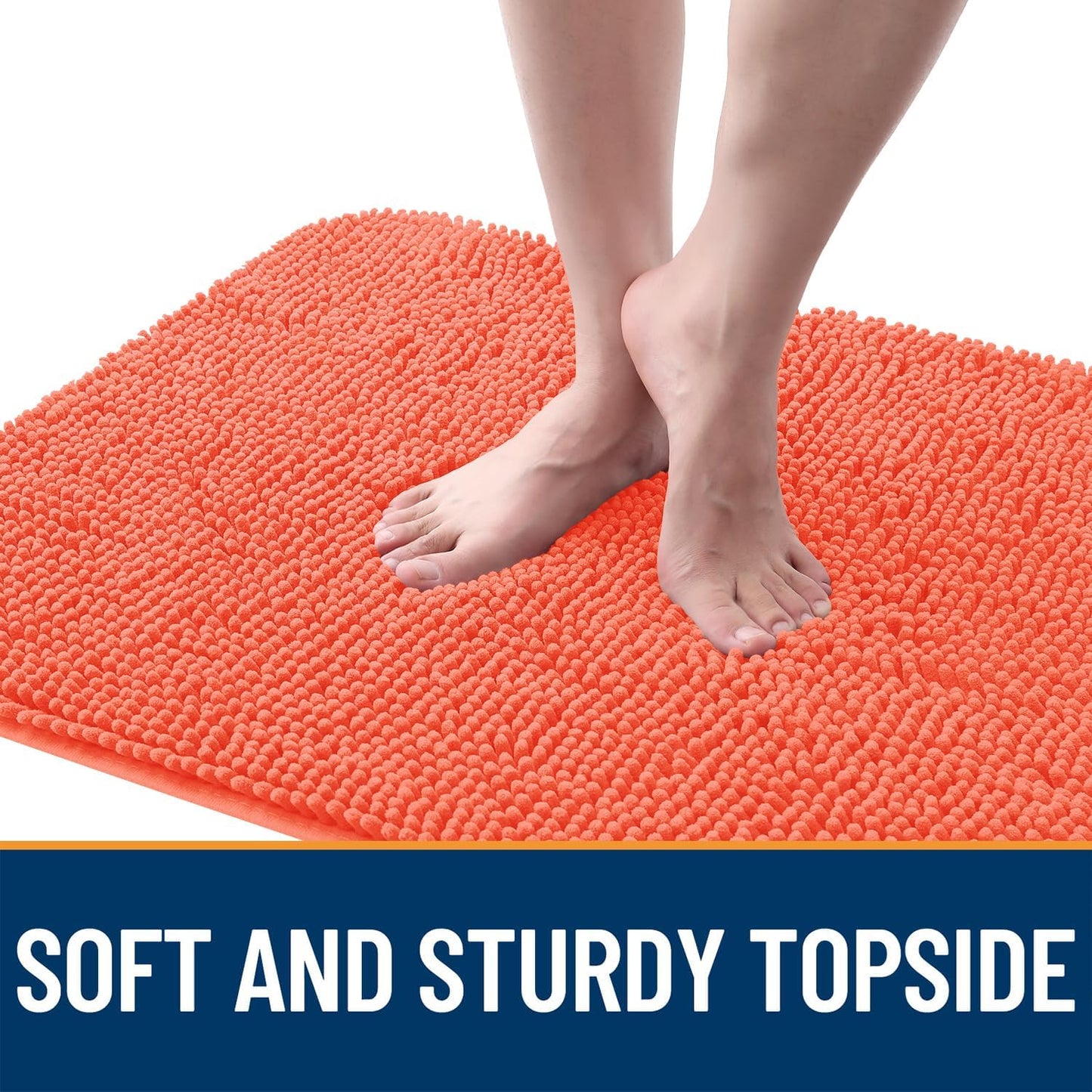 OLANLY Dog Door Mat for Muddy Paws 70x24, Absorbs Moisture and Dirt, Absorbent Non-Slip Washable Doormat, Quick Dry Chenille Mud Mat for Dogs, Entry Indoor Entryway Carpet for Inside Floor, Coral