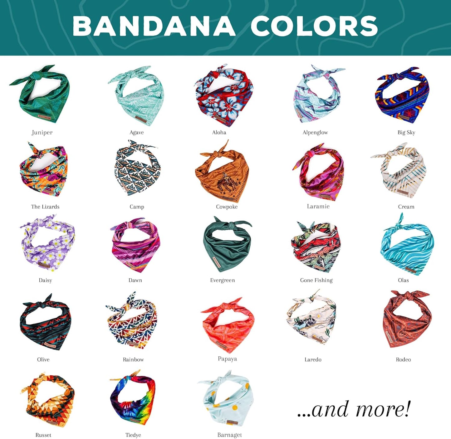 Wilderdog Dog Bandana with Lightweight Quick Drying Poly-Blend Mesh Material in Laramie