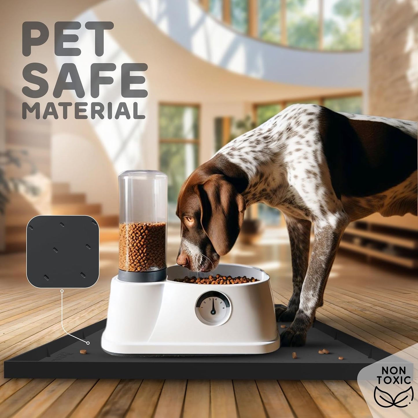 32x24x1” XL Dog Food Mat - All Purpose Under Sink Liner, Washer and Dryer Covers for The Top, Silicone Griddle Mat for Blackstone - Raised Edges Dog Mat for Food and Water Prevent Spill, Waterproof