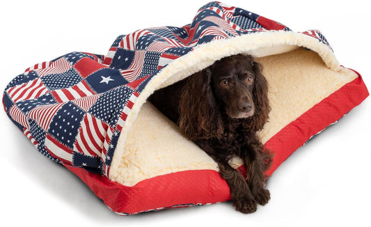 Snoozer Pet Products Luxury Rectangle Cozy Cave, Wag Collection, Large, Starpatch Red Diamond
