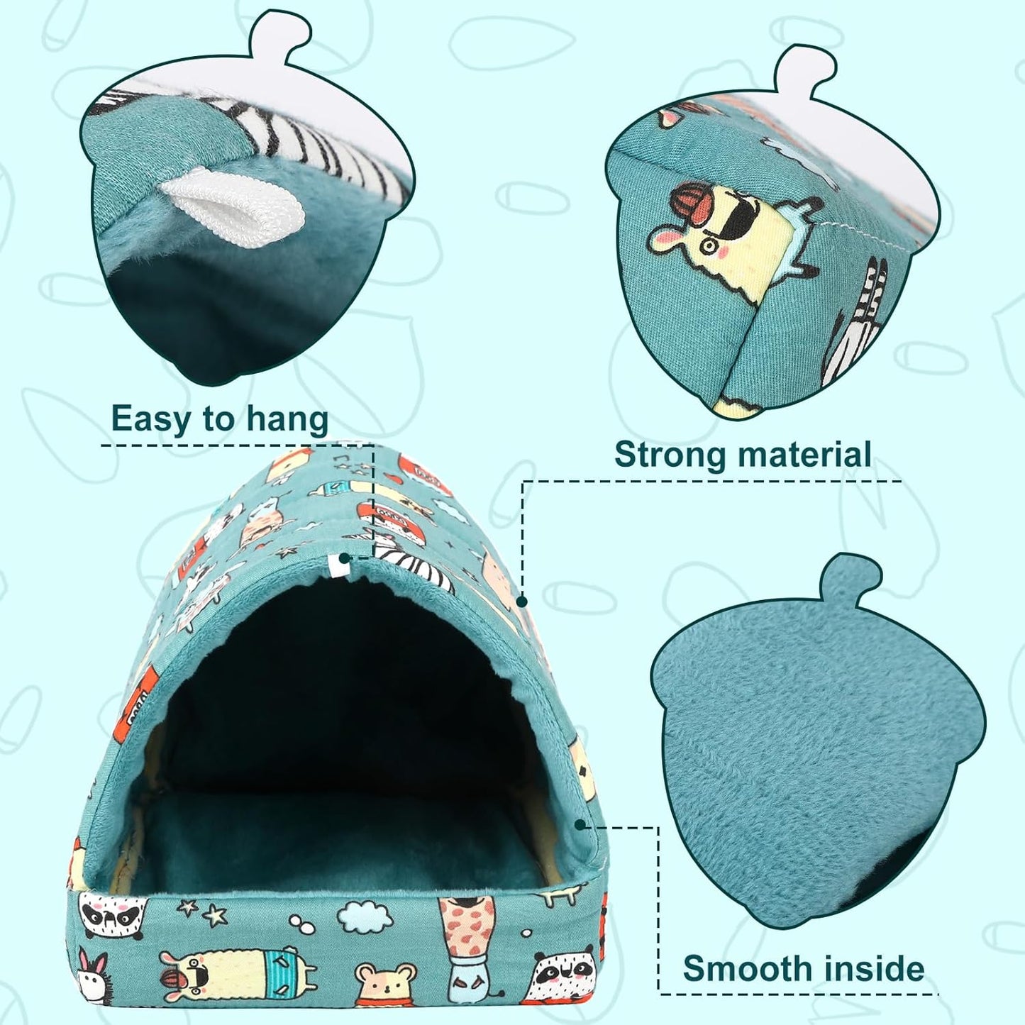 UPINS 2Pcs Guinea Pig Hideout,Guinea Pig Bed Houses Washable Small Animal House Cage Accessories for Dwarf Rabbits Chinchillas Hamsters Hedgehogs Ferrets Bearded Dragons and Rats