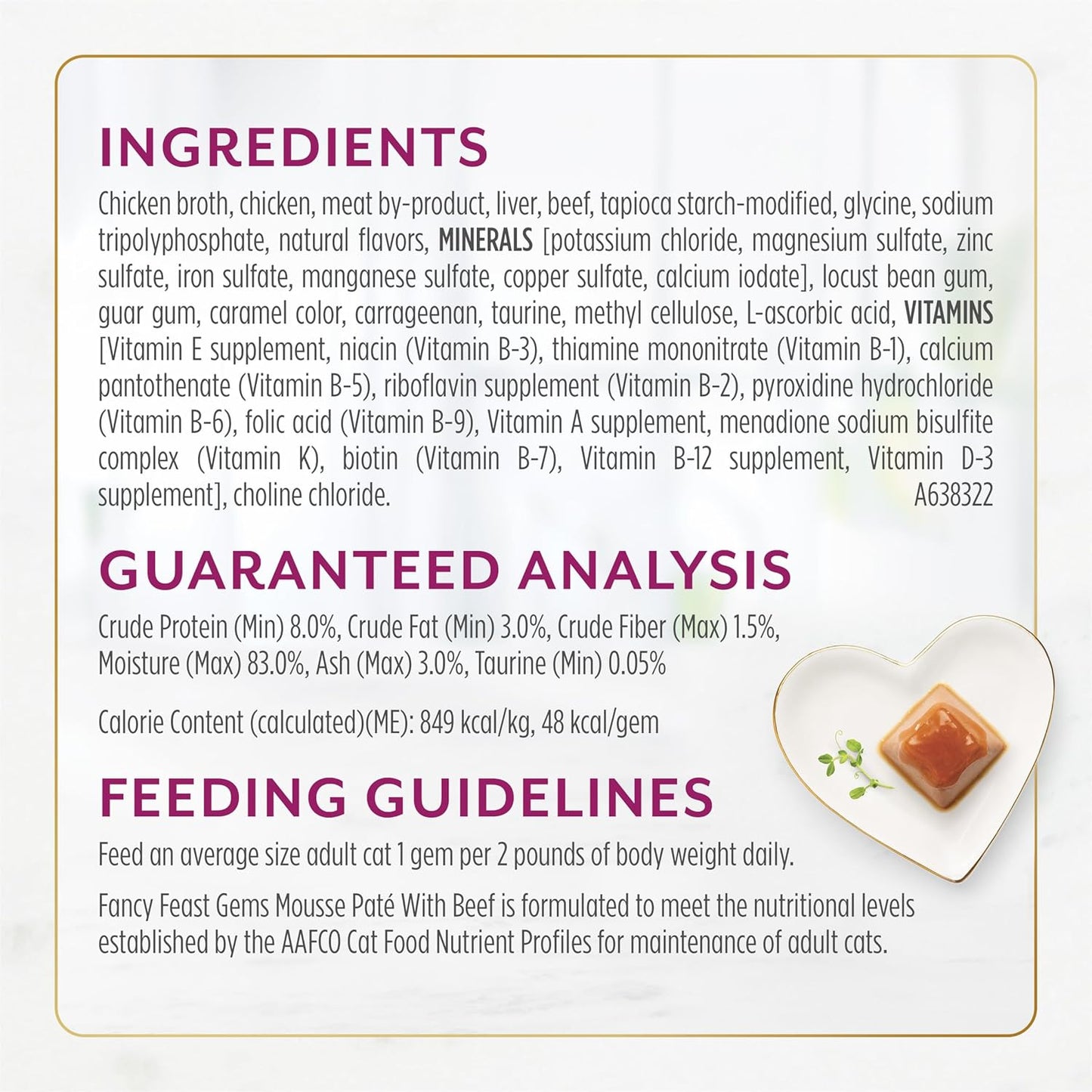 Fancy Feast Gems Pate Cat Food Mousse with Beef and a Halo of Savory Gravy Cat Food - (Pack of 8) 4 oz. Boxes