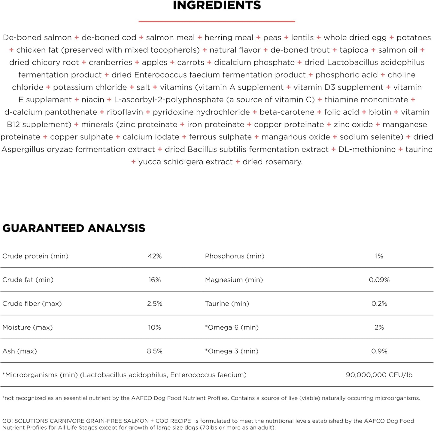 Go! Solutions Carnivore, Grain-Free, Protein Rich Dry Cat Food, Salmon and Cod Recipe, 3 lb Bag