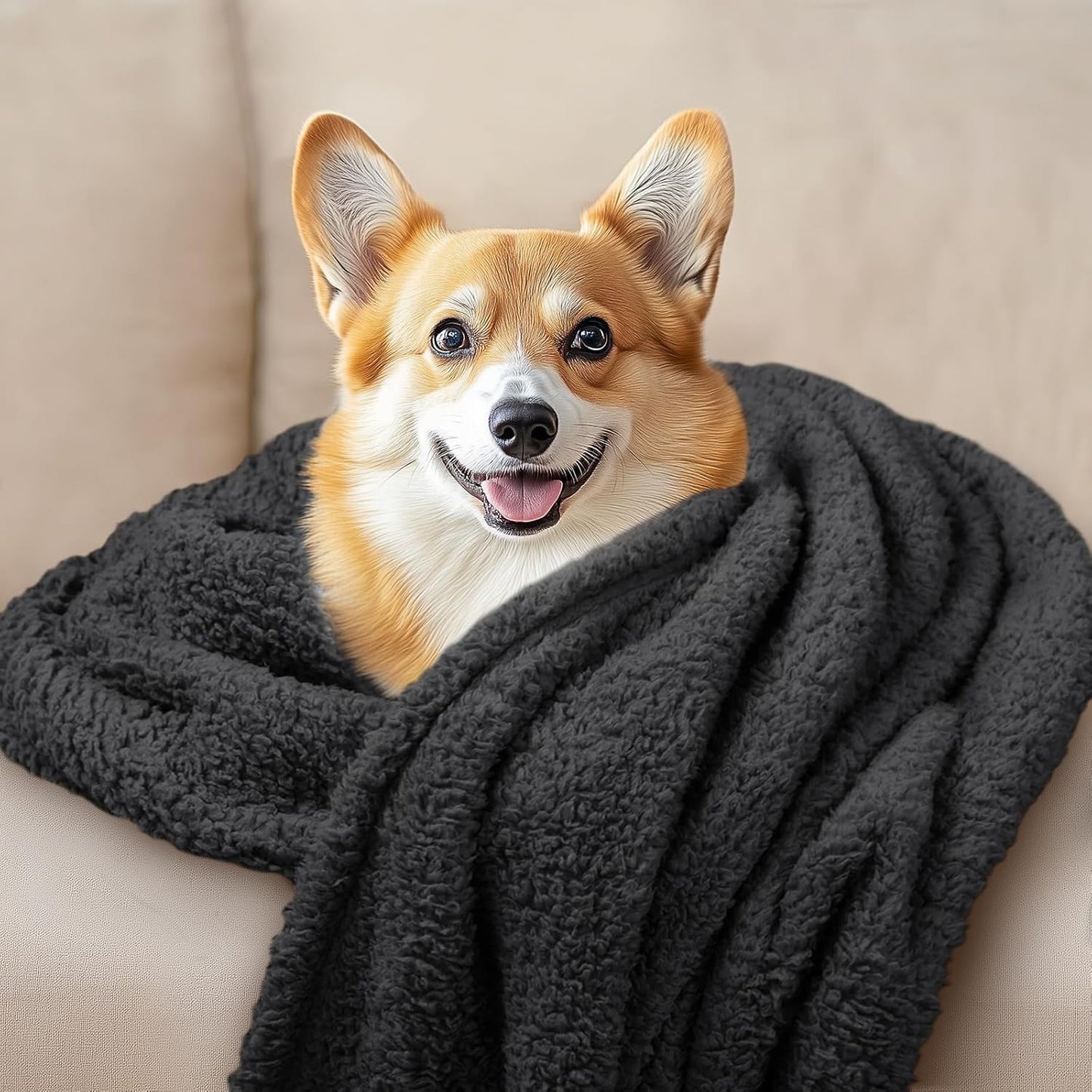 1 Pack 3 Calming Blankets Fluffy Premium Fleece Pet Blanket Soft Sherpa Throw for Dog Puppy Cat Black Small (23”x16'')