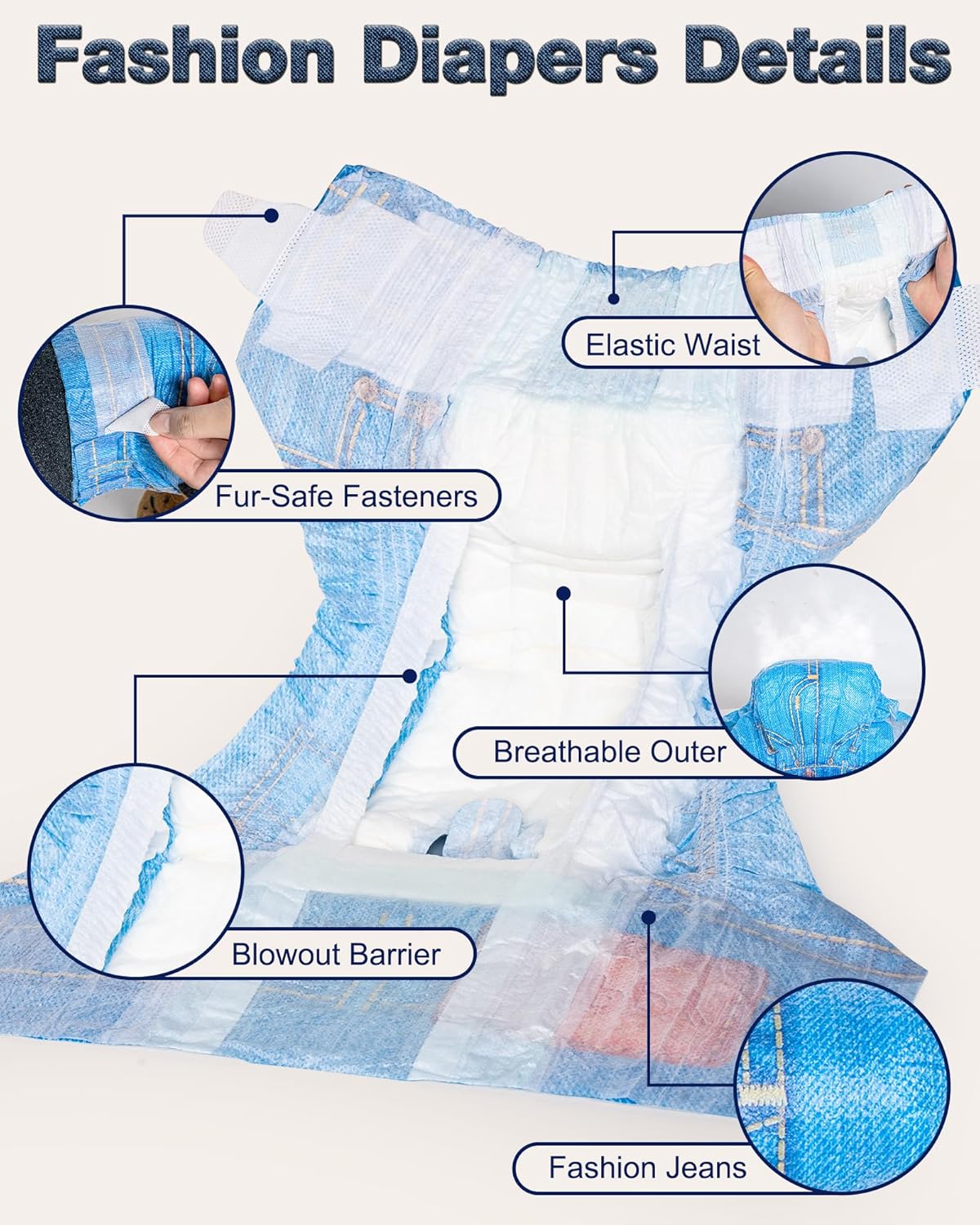 Pet Soft Dog Diapers Female, Disposable Dog Diapers, Cat Diaper for Female Cats, Puppy Diaper 48pcs Small