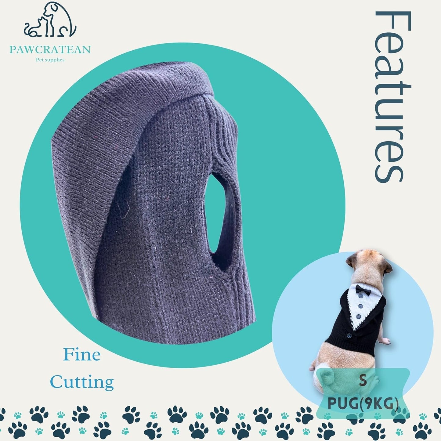 Cute Sweater for Dogs and Cats Soft Flannel Pet Outfit Warm and Cozy Animal Hoodie Small to Large Pet Clothes for Halloween Parties and Everyday Wear (Medium, Black Bowtie)
