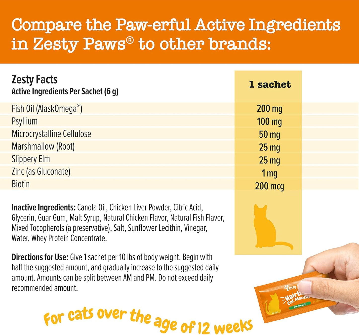 Zesty Paws Hairball Cat Mousse - Lickable Cat Treats Squeeze Up - Squeeze Furball Control - Puree Tube Treats for Digestive Support - Skin & Gut Health - Chicken 3ct