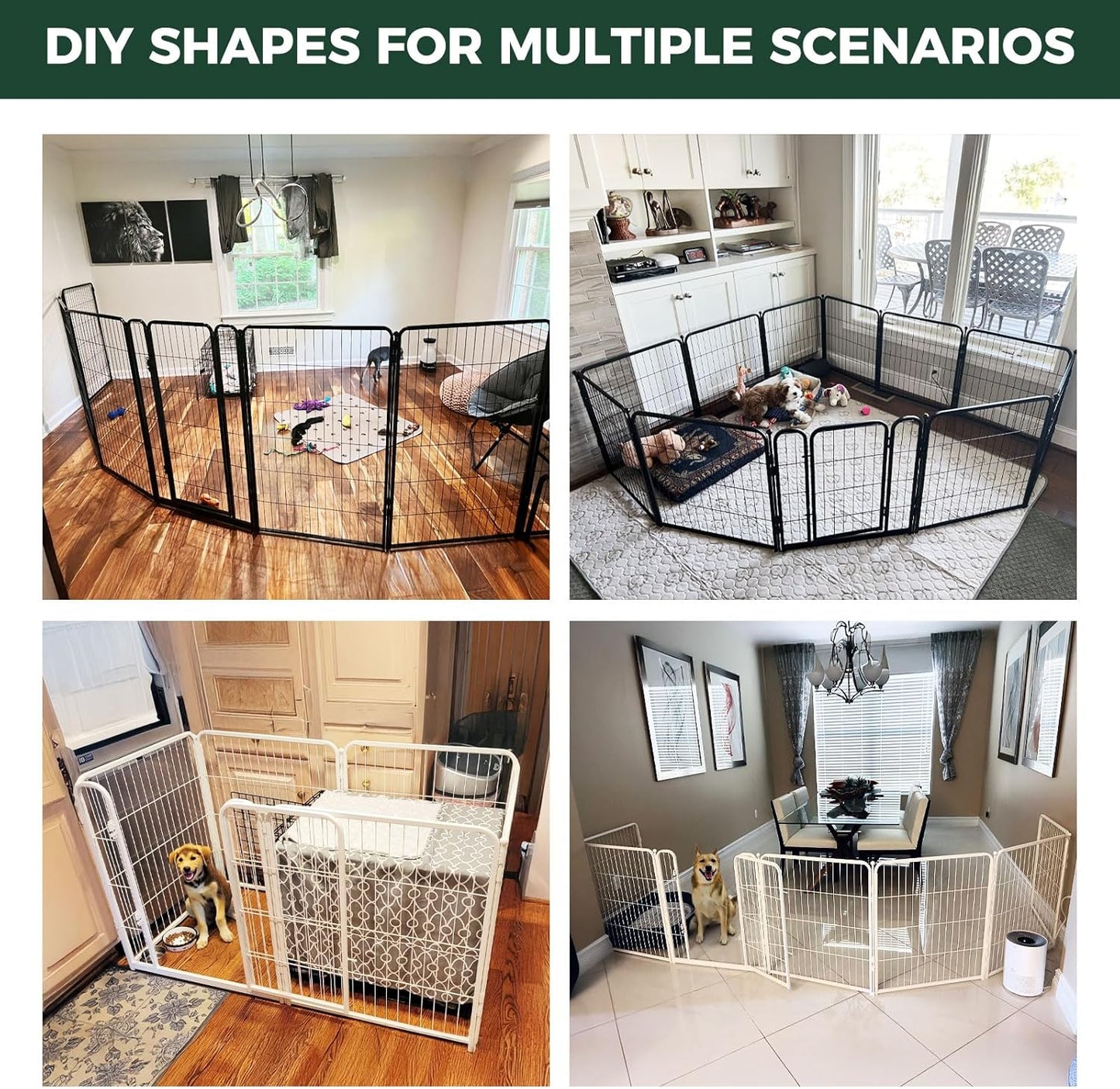 FXW Homeplus Unleashed Indoor Dog Playpen - Stress-Free and Safe Play, Heavy Duty 32 Inch 6 Wire Panels Dog Pen for Small and Medium Dogs, Black│Patented