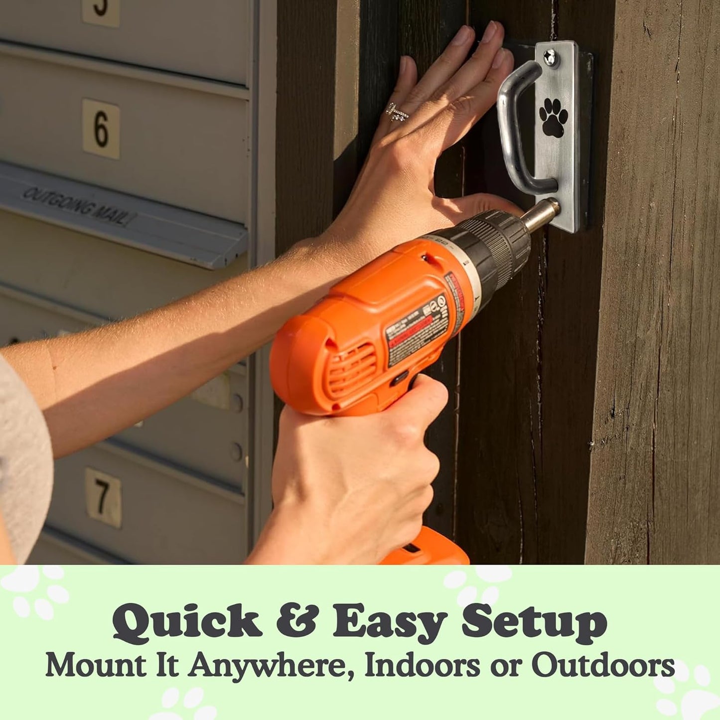 Canine Hitch- Secure Dog Leash Parking Mounted Indoor – Outdoor Wall Hook - Tie Out Stainless Steel Practical Lead Management for Home & Business, Slim Compact