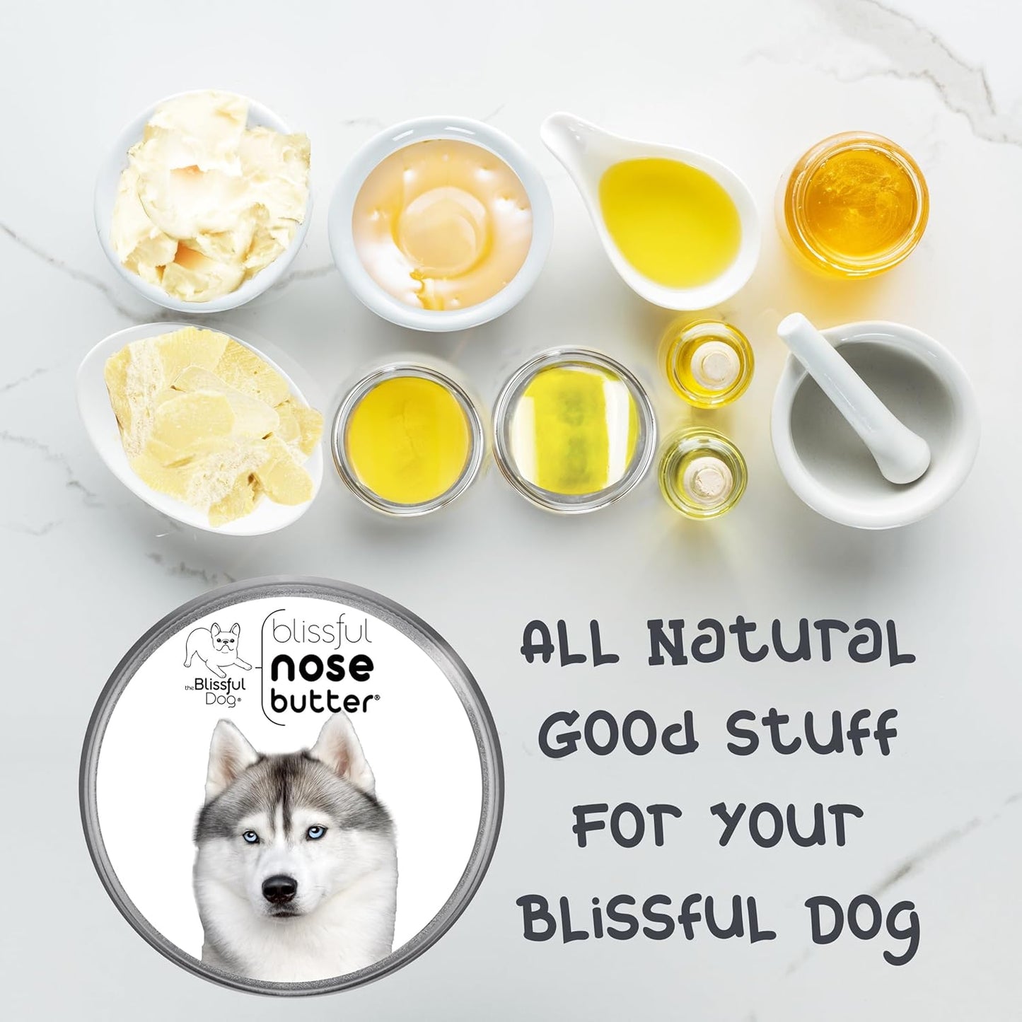 The Blissful Dog Husky Nose Butter, Versatile Dog Nose Balm for Dry Nose, Handcrafted Nose Moisturizer, Easy-to-Apply Dog Essentials, Unscented, 1 oz.