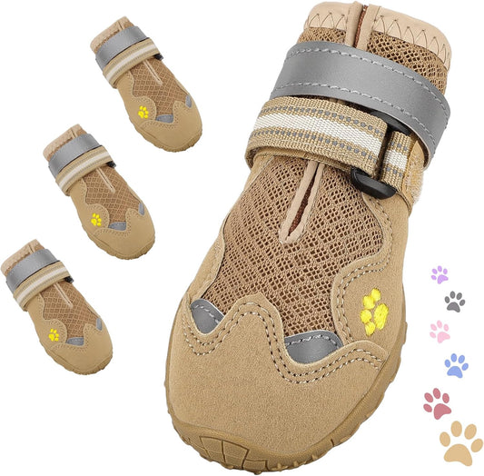 Dog Shoes for Large Medium Small Dog, Mesh Breathable Dog Shoes for Hot Pavement, Anti-Slip Dogs Boots Paw Protectors with Reflective for Outdoor Walking Indoor Hardfloors (Size 5)