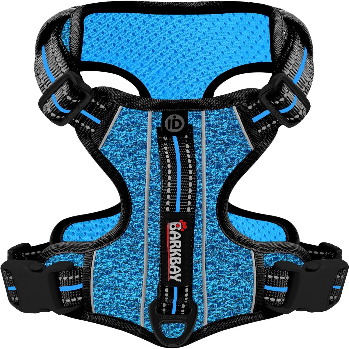 BARKBAY Dog Harness No Pull with ID Tag Pocket - Heavy Duty, Reflective, Easy Control for Large Dogs(Blue/Black,XL)
