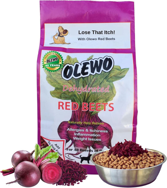 Olewo Original Red Beets for Dogs – Natural Anti Itch for Dogs, Dog Food Topper, Immune, Cleansing, Skin & Coat Support, Dehydrated Whole Food Dog Multivitamin, Fiber for Dogs, 2.2 lbs