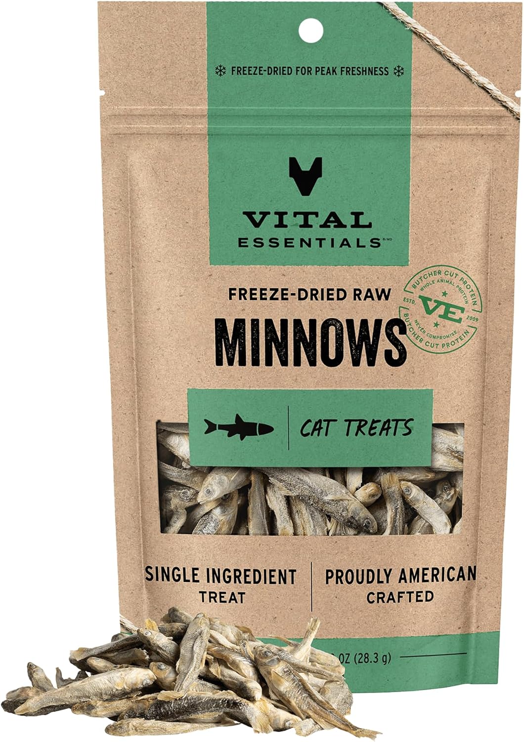 Vital Essentials Minnows Cat Treats, 1 oz | Freeze-Dried Raw | Single Ingredient | Grain Free, Gluten Free, Filler Free
