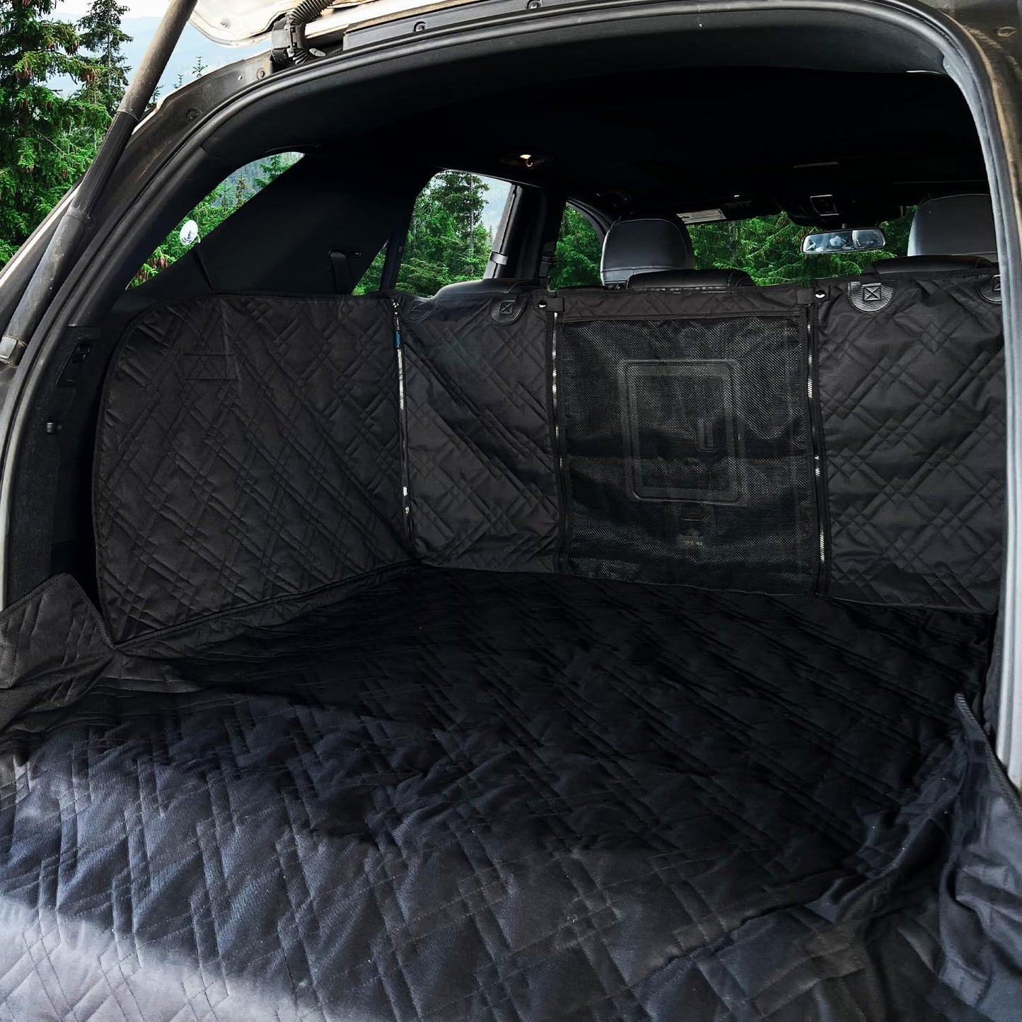 Bulldogology Cargo Liner for SUV - Heavy Duty Pet Trunk Liner Cargo Cover - Waterproof Cargo Cover for Dogs Hair, Muddy Paws - Protector Cargo Mats for Back of SUV (Large, Black)