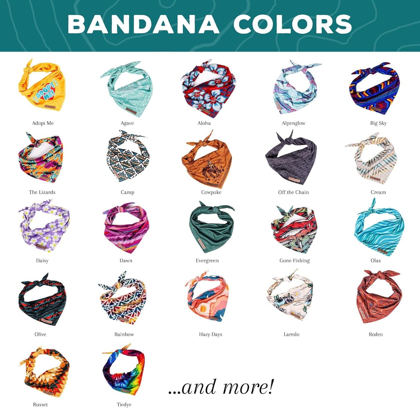 Wilderdog Dog Bandana with Lightweight Quick Drying Poly-Blend Mesh Material in Evergreen