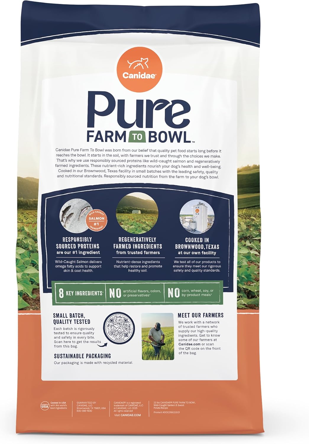 Canidae Pure Farm to Bowl, Grain-Free, Wild-Caught Salmon & Sweet Potato Dog Food, Adult 4lb