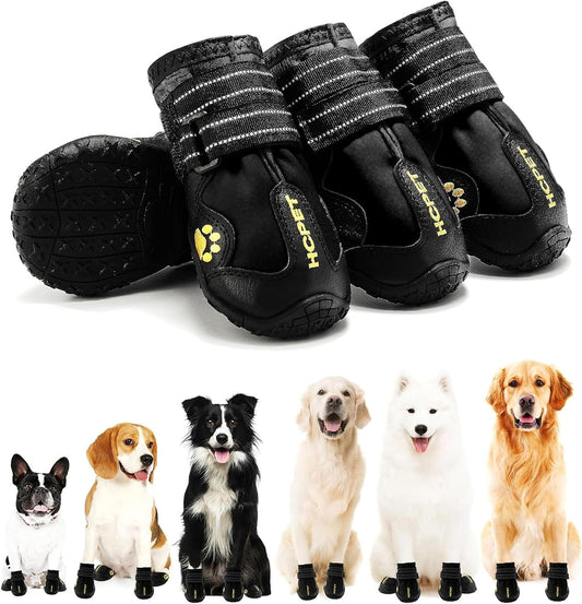 Hcpet Dog Shoes, Dog Boots for Small Dogs, Waterproof Medium Dog Booties Paw Protector for Summer Hot Pavement, Winter Snowy Day, Outdoor Walking, Indoor Hardfloors Anti Slip Sole Black Size 3