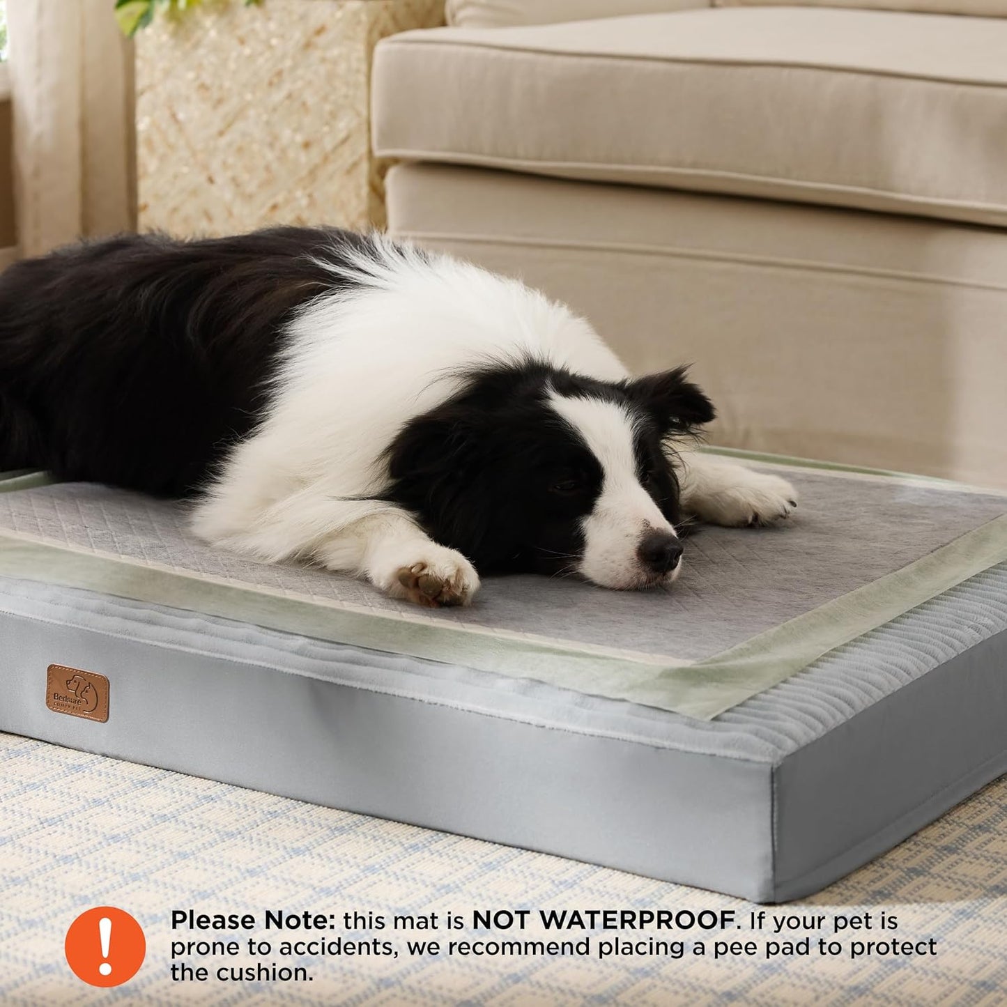 Bedsure XXL Dog Bed for Crate - Extra Large Orthopedic Pet Beds with Removable Machine Washable Cover, Egg Crate Foam Puppy Pad, Suitable for Pet Up to 100 lbs, 47"x29"