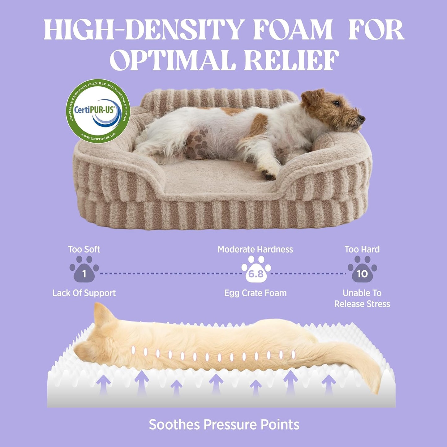 LE SURE Cute Dog Beds Large Sized Dog, Orthopedic Waterproof Large Pet Bed with Sides, Non-Slip Bottom and Egg-Crate Foam Pet Couch Sofa with Washable Removable Cover, Hazel