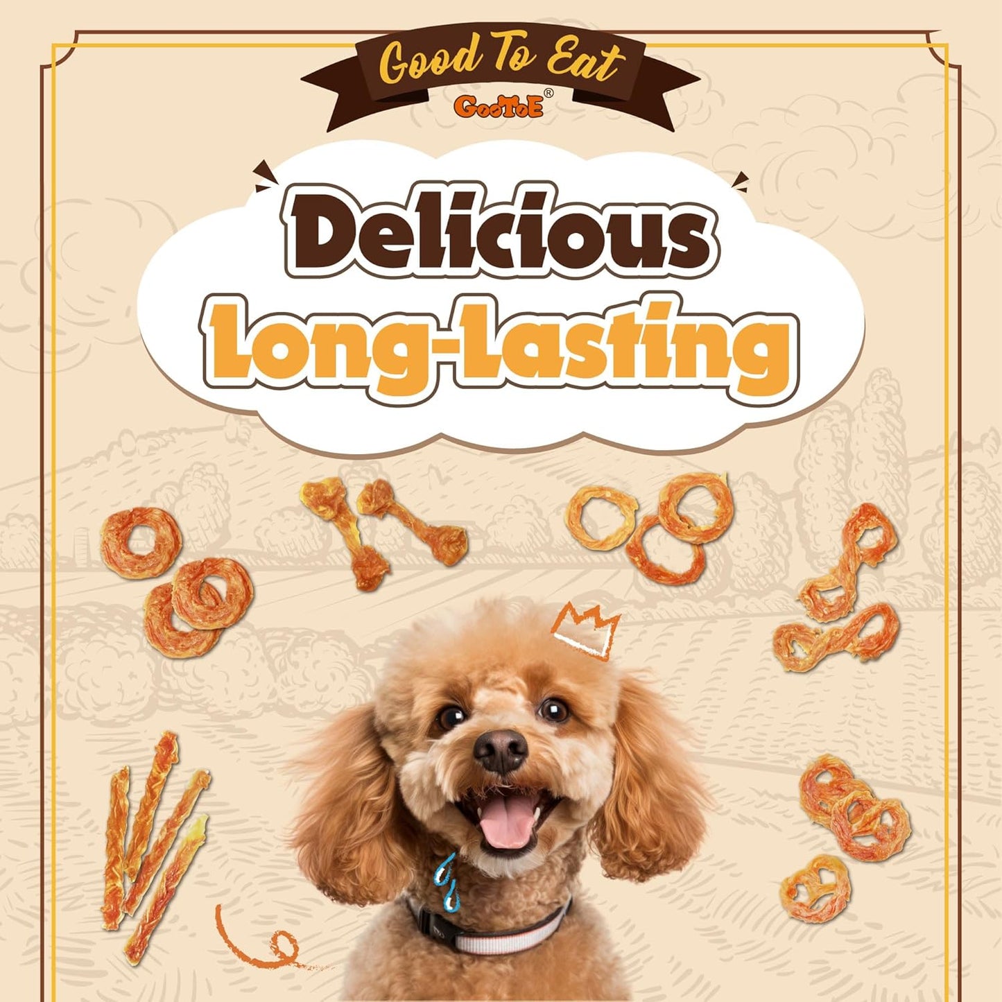 Gootoe Turkey Tendons for Dogs –All-Natural, Hypoallergenic Dog Treats, Rawhide Alternative, Long Lasting Puppy Chews, Healthy Dog Treats for Medium Breeds, Rope (M), 3 Count Pack