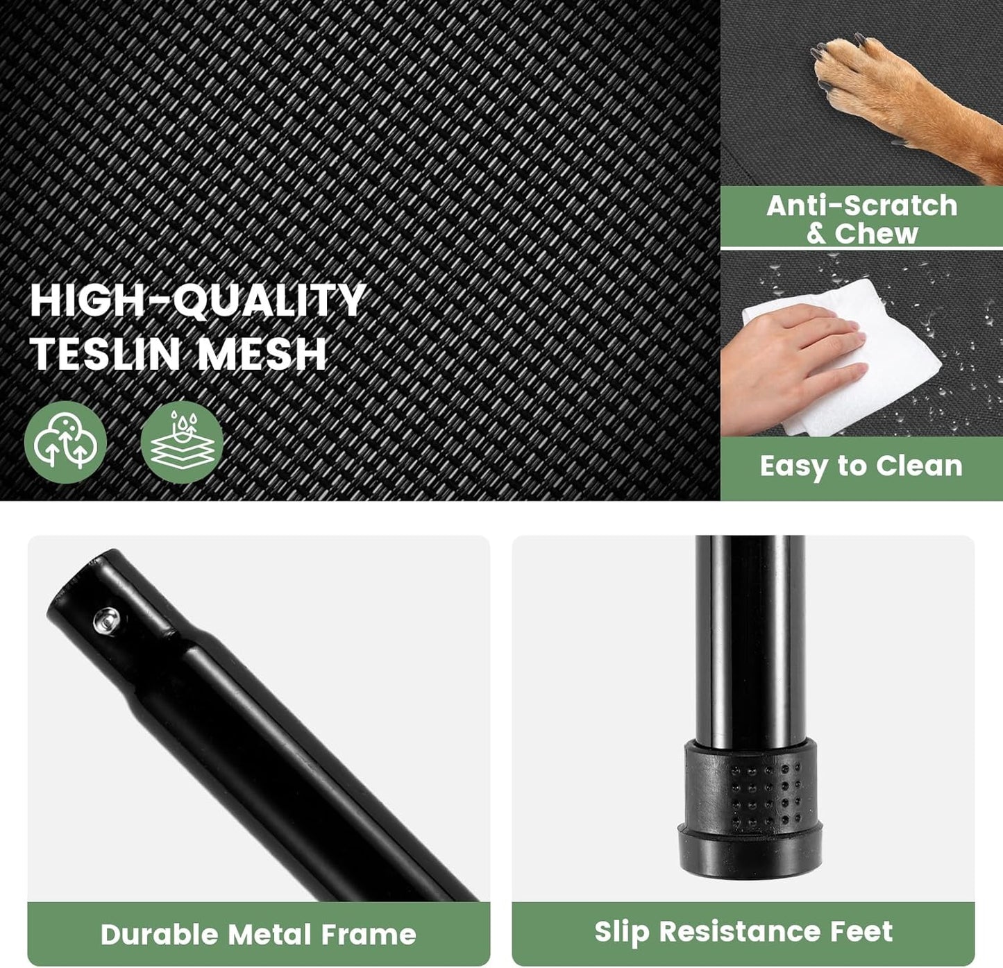 Elevated Dog Bed for Outdoor, Medium Raised Dog Cot with Washable Mesh, Cooling Pet Cot Chew Proof for Outside Camping, 32"x25" Brown