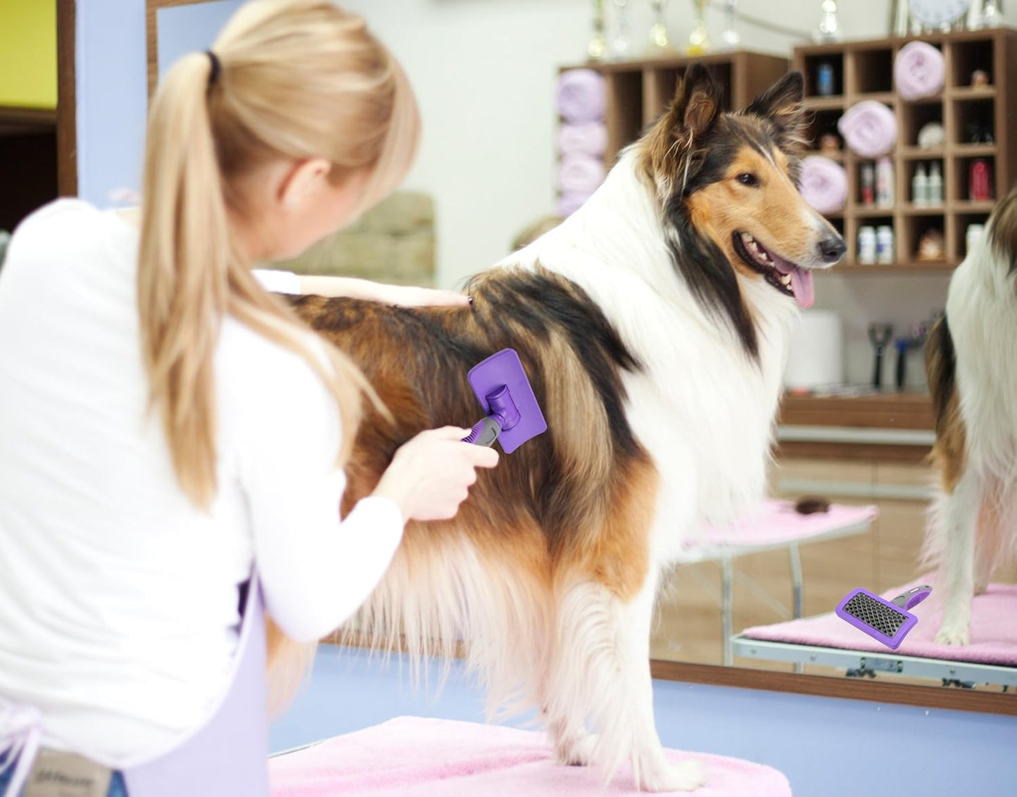 Hertzko Pet Bath & Massage Brush Great Grooming Comb for Shampooing and Massaging Dogs, Cats, Small Animals with Short or Long Hair - Soft Rubber Bristles Gently Removes Loose & Shed Fur