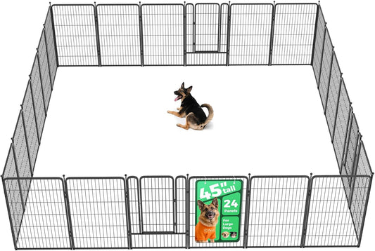 FXW Rollick Unleashed Dog Playpen for Indoor, Yard, RV Camping, 45 inch 24 Panels for Large Dogs, Black│Patented