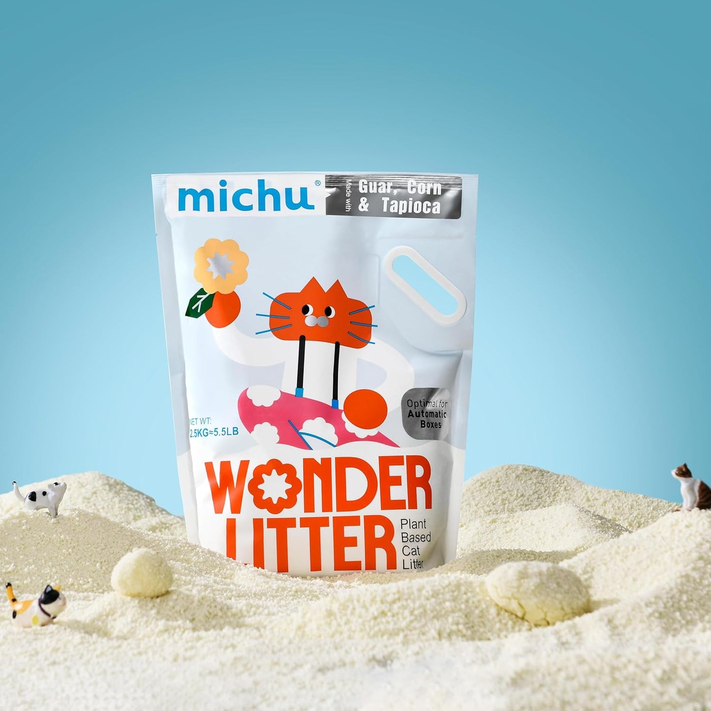 Tofu Cat Litter Natural Clumping Tofu Cat Litter 5.5lb/88oz 5 Scents (Peach + Wonder Litter, 2 Pack)