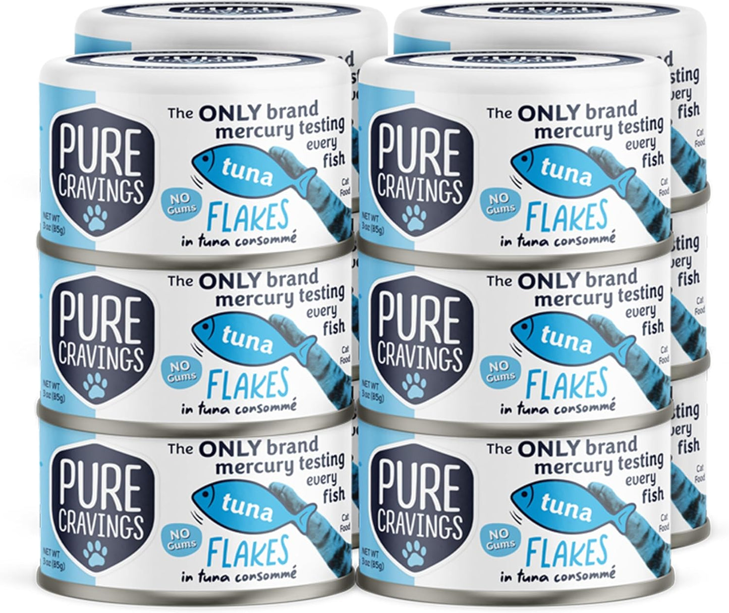 Tuna Flakes in Tuna Consommé, Canned Wet Cat Food Soup, 100% Mercury-Tested, Moist Can Fish, Grain-Free Protein, Non-GMO, 3oz, Pack of 12