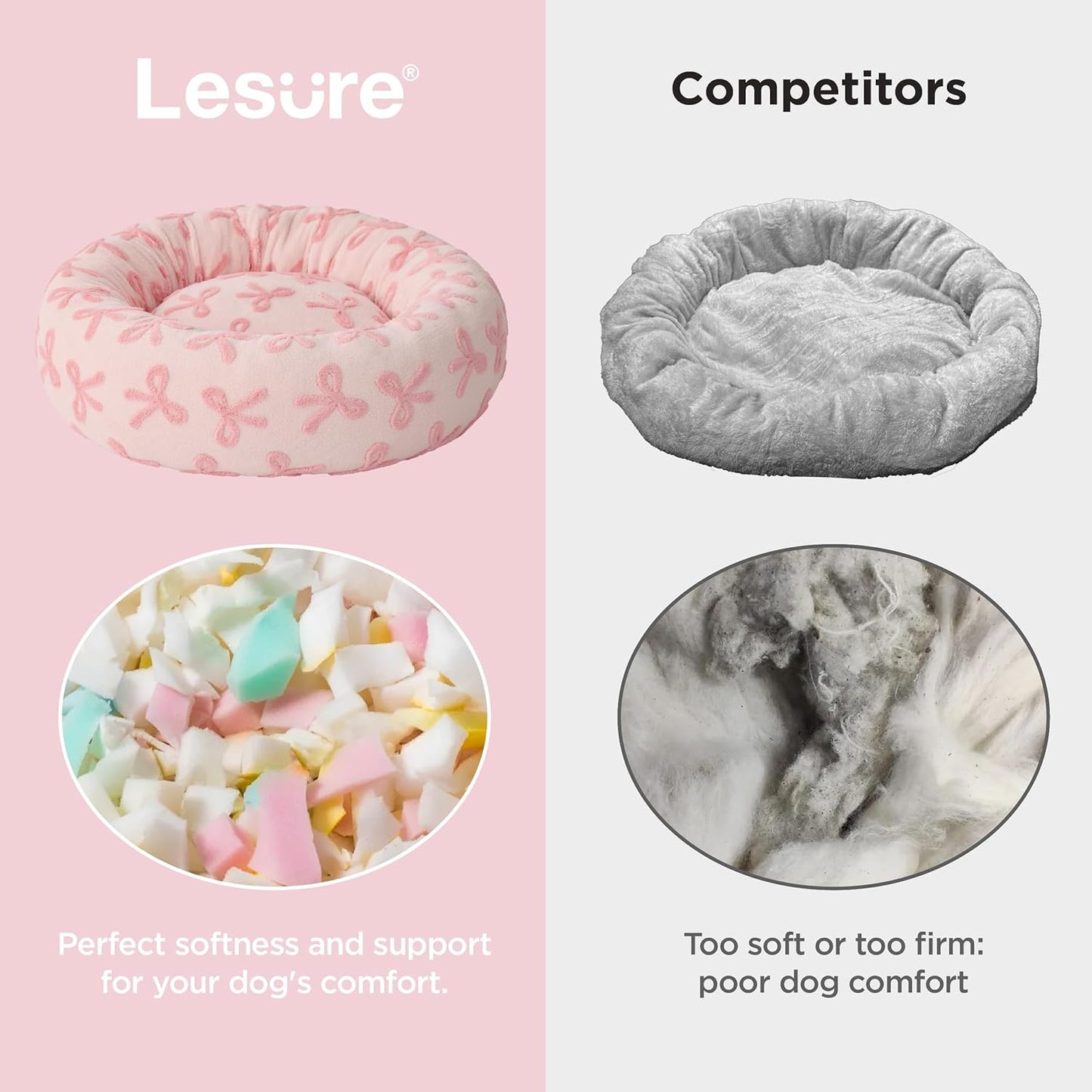 LE SURE Donut Small Dog Bed - Round Cat Beds for Indoor Cats Anti-Anxiety Calming Pet Beds, Washable Cute Modern Beds with Teddy Sherpa Plush & Anti Slip Bottom, 23 Inch, Pink Taffy