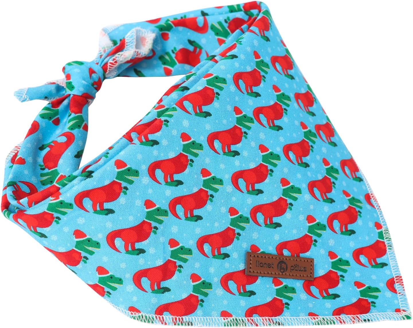 Lionet Paws Christmas Dog Bandana for Small Medium Large Dogs,Dinosaur Cat Dog Kerchief Washable Dog Triangle Bibs Scarf for Girl or Boy Gift
