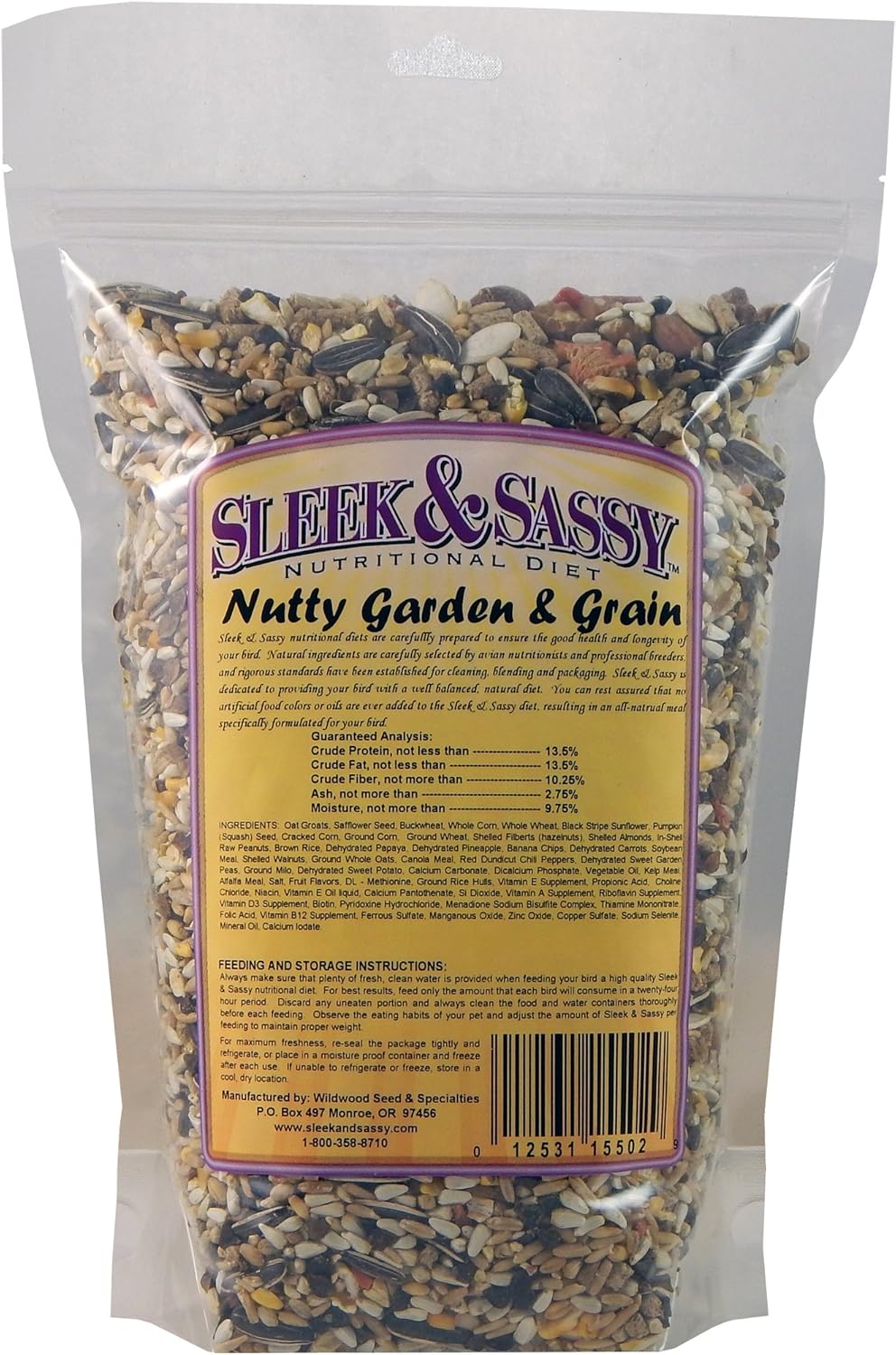 SLEEK & SASSY Nutty Garden & Grain Parrot Food (2 lbs.)