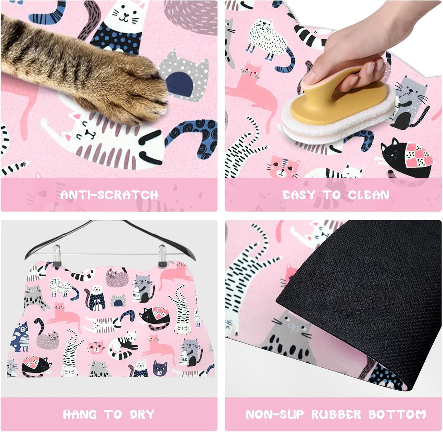 Cat Food Mats for Floor, Dog Water Bowl Mats Pet Feeding Absorbent Placemats for Food and Water Pink 23.6 * 13.7 inch