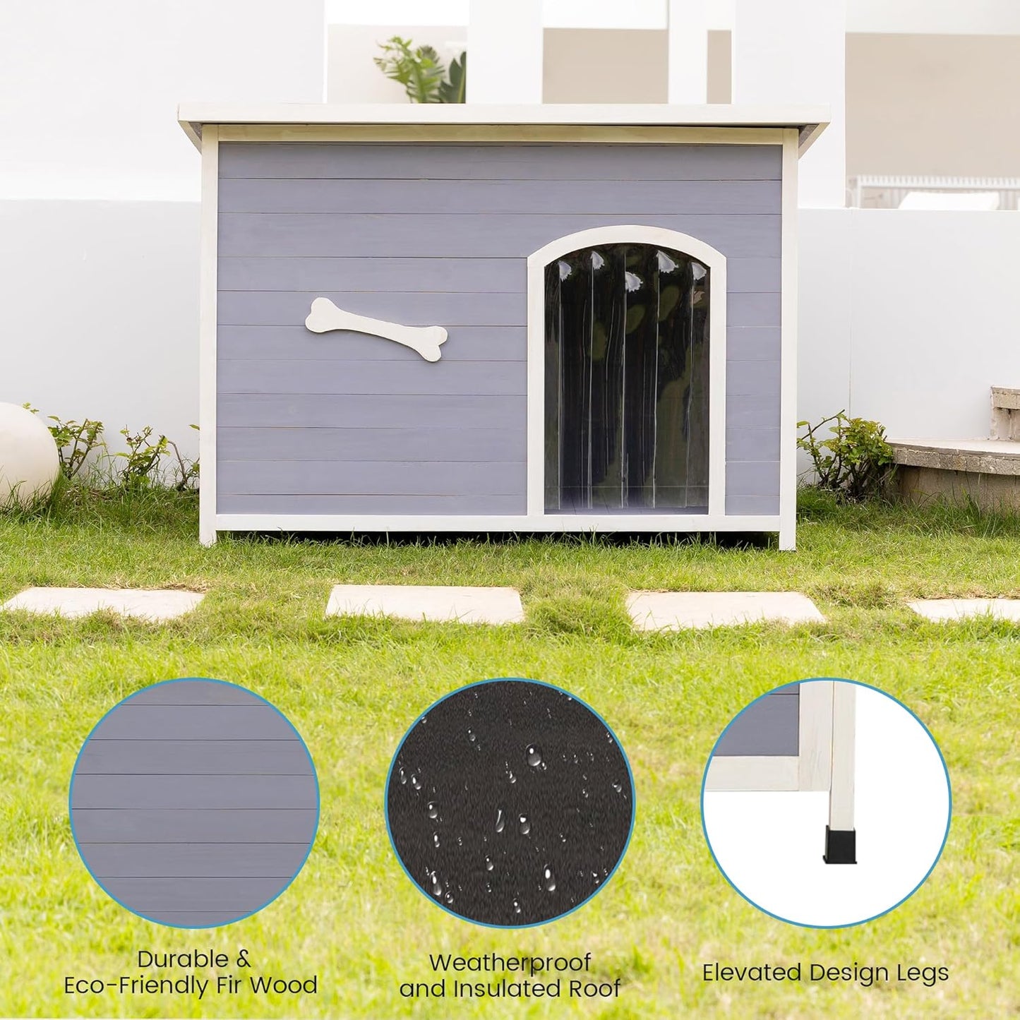 Large Solid Wooden Dog House,Suitable for Both Indoor and Outdoor, Suitable for Large Dogs and Animals of The Following Size, Easy to Clean,Can DIY,45.75" W x 31.25" D x 32.5" H