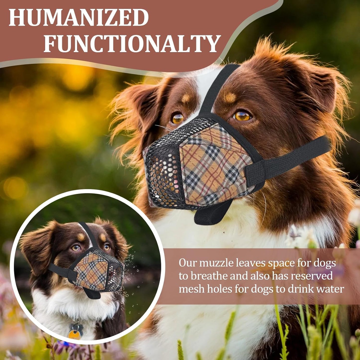 Dog Muzzle for Small Large Dogs - Soft Nylon Basket Muzzle with Adjustable Strap, Breathable Mesh Design Prevents Biting Chewing Licking Eating - Ideal for Training, Grooming & Vet Visits (Yellow, M)