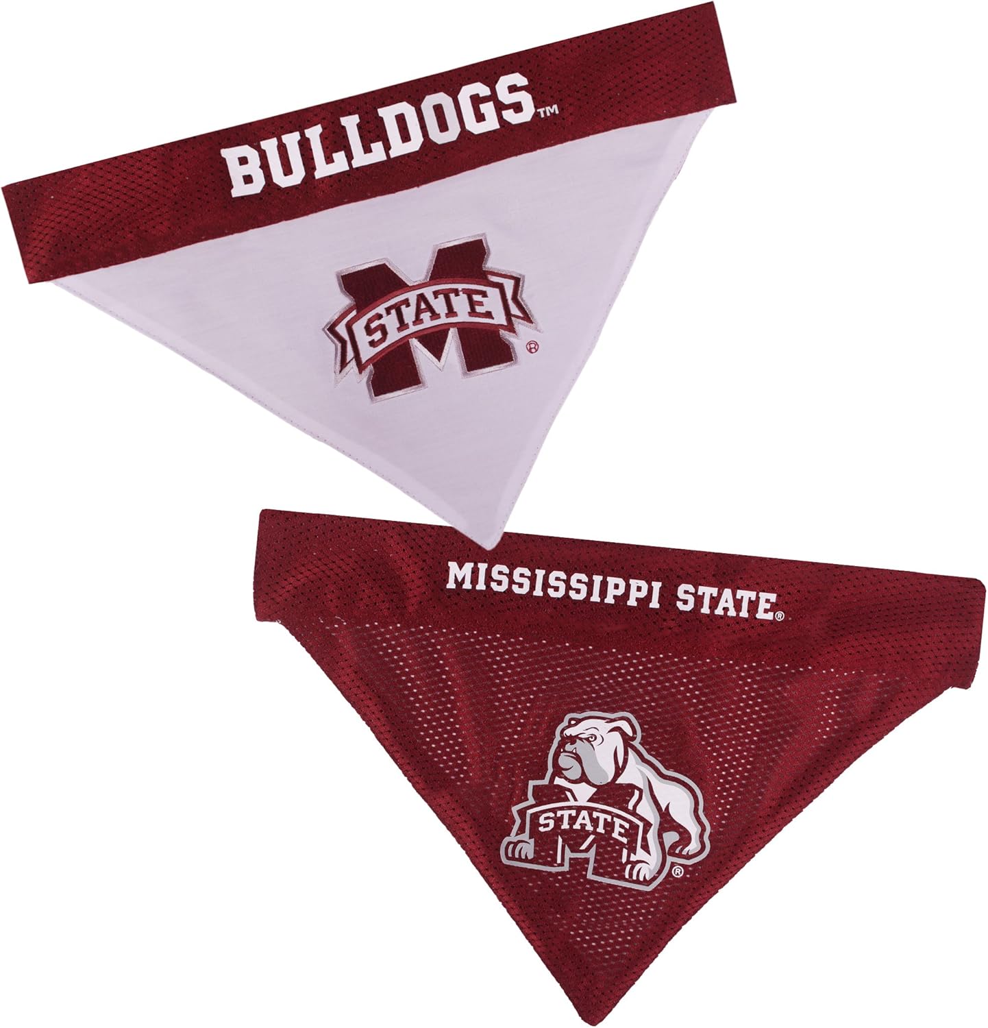 Pets First Collegiate Pet Accessories, Reversible Bandana, Mississippi State Bulldogs, Small/Medium